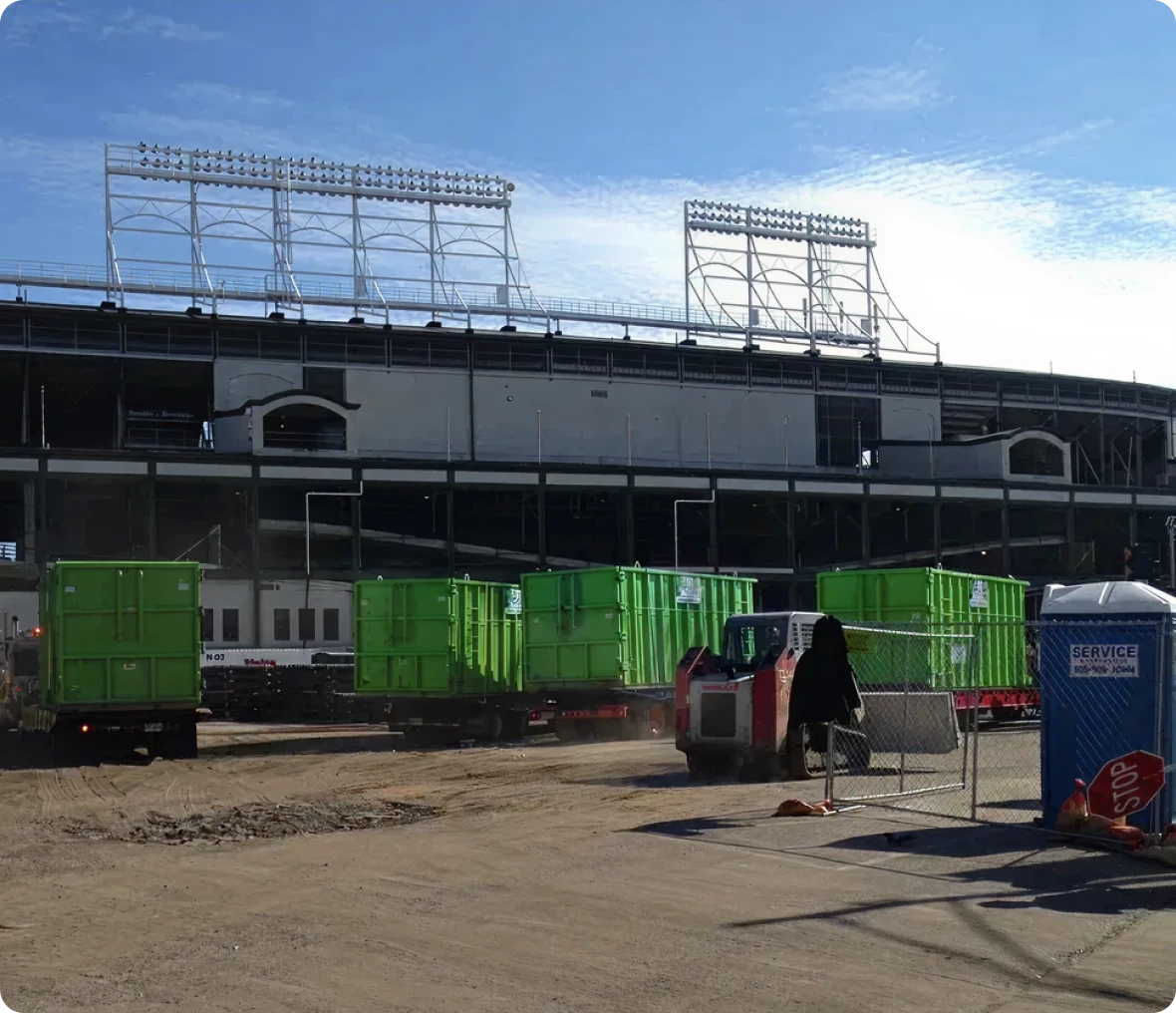 Construction site outside baseball stadium