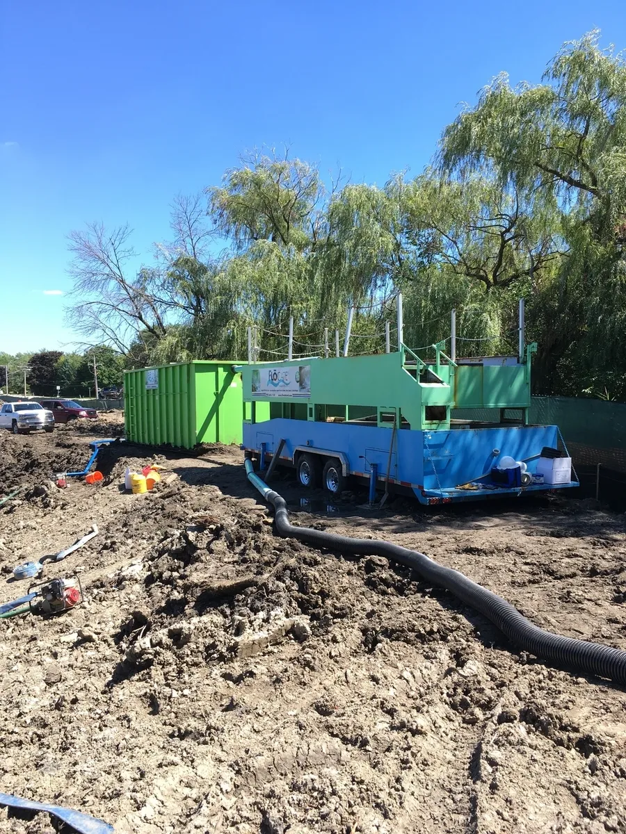 Dirt area with construction machinery